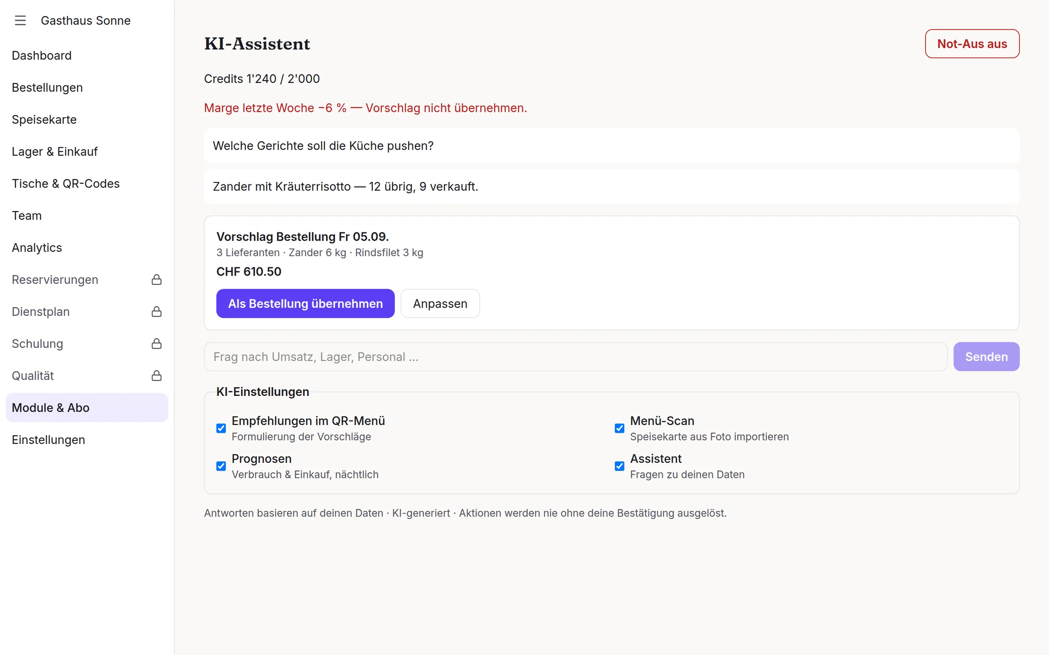 AI assistant: detail view on the management console